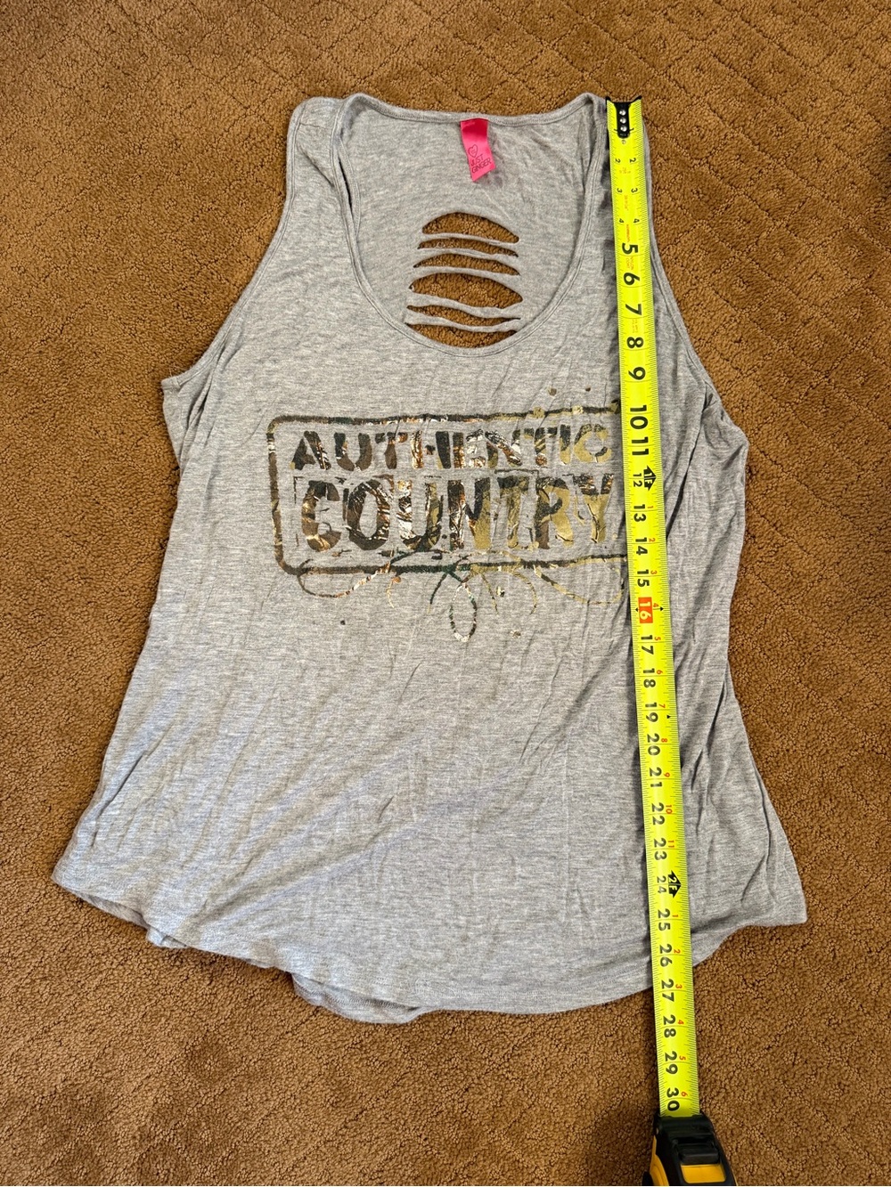 Just Ginger Authentic Country Distressed Gray Tank Top Women’s XXL - Picture 3 of 7
